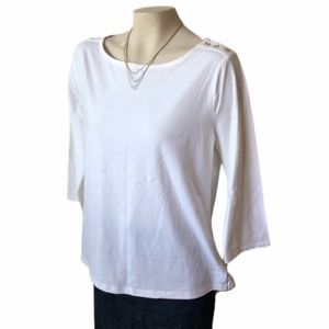 A New Day top white with gold buttons